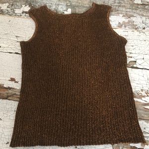 Joseph A. Sparkly Gold and Brown Sleeveless Top